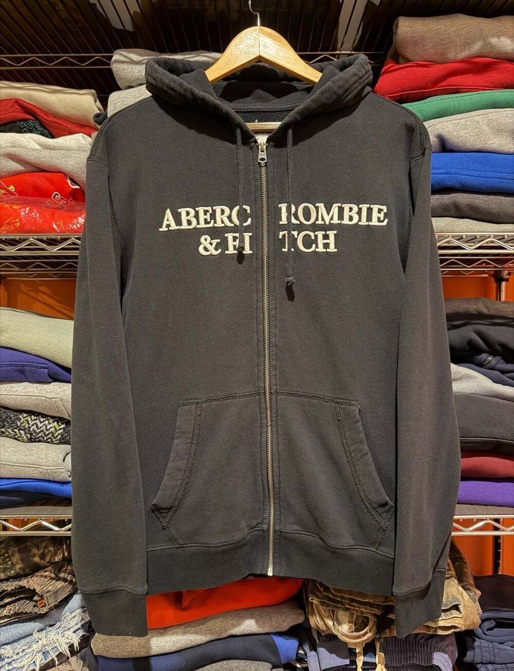Abercrombie & Fitch Soft A&F Fleece Full Zip Hoodie Black Size M